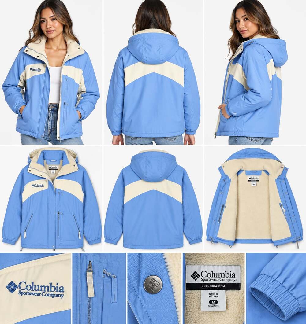 Columbia Interchange Vertex Core Ski Jacket Women's Medium Blue Fleece Hooded